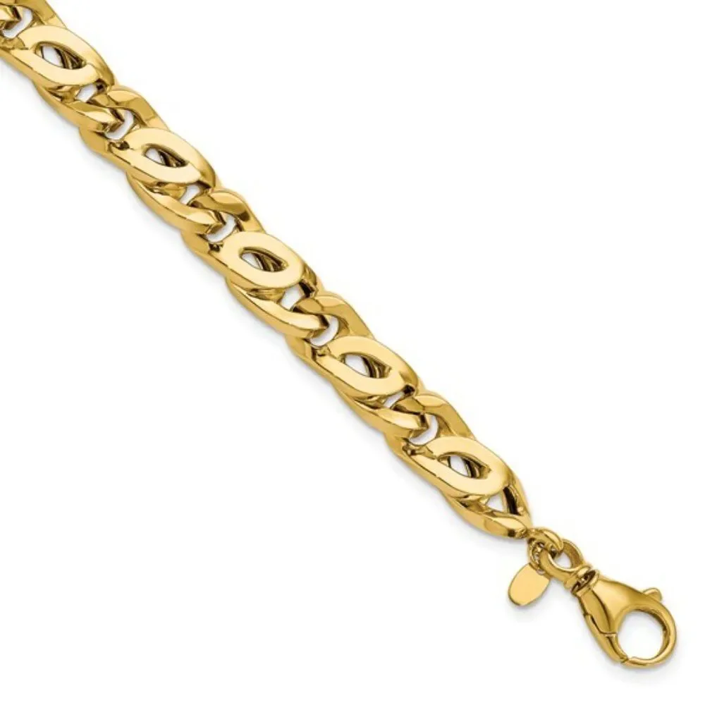 New, 14k Gold Men's Tiger's Eye Link Bracelet, 9 inches long